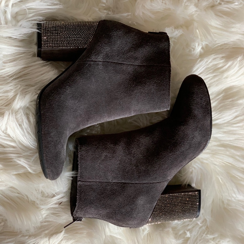 DARK GREY RHINESTONE BOOTIES💜